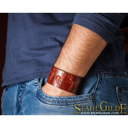 Genuine Leather Bracelet Cuff Wristband People  Carving Leather 